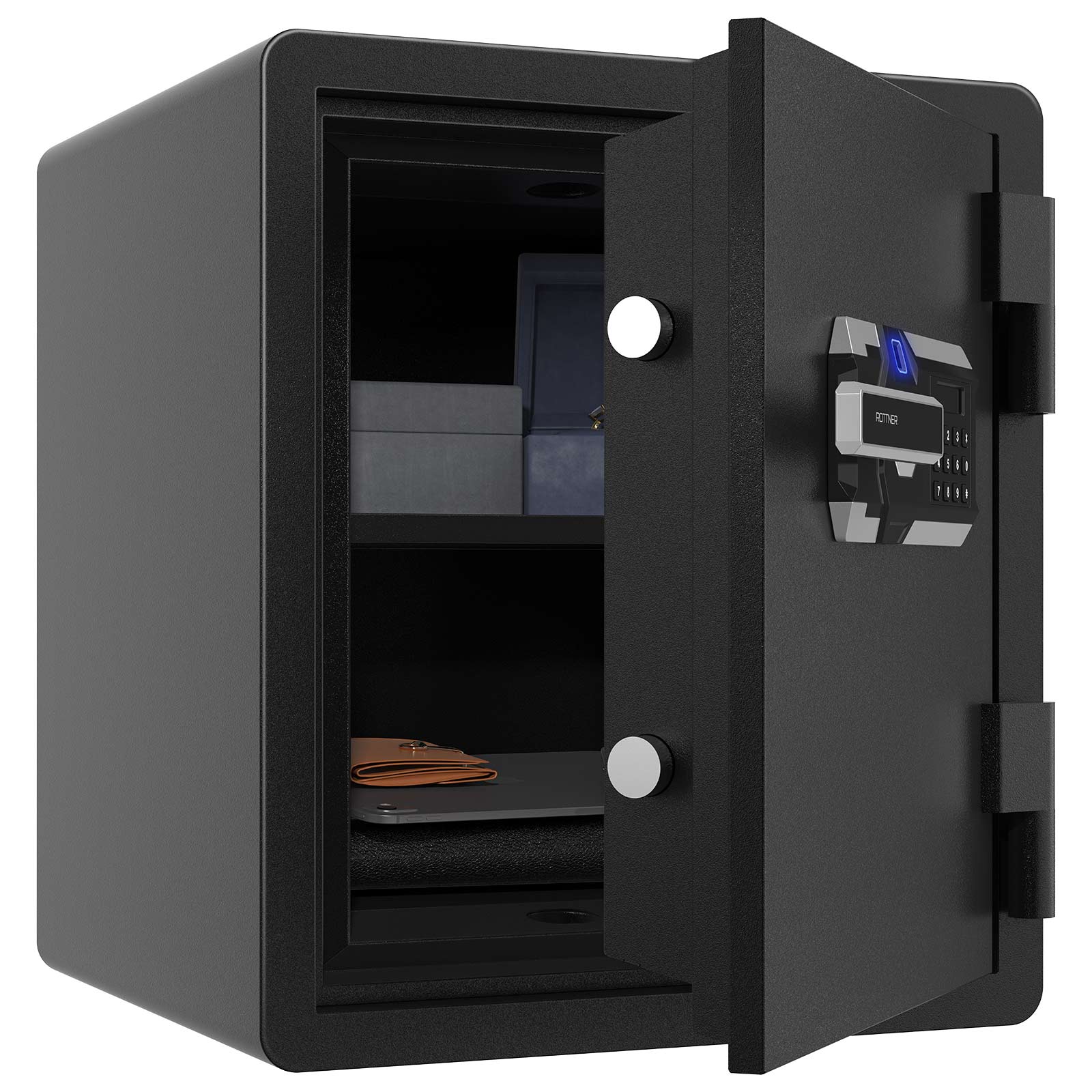 Ohňovzdorný trezor Rottner BLACK FIRE 530 odtlačok prsta
